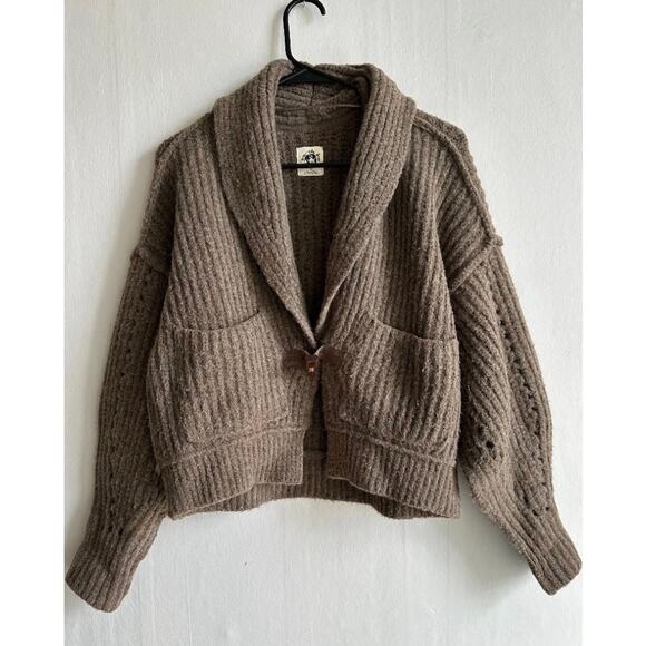 π΄ Free People Cardi Jackson Chunky Brown Sweater, Size M - Picture 1 of 10